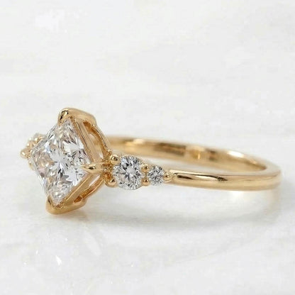 1.5 Ct Princess Lab Diamond Three Stone Engagement Ring