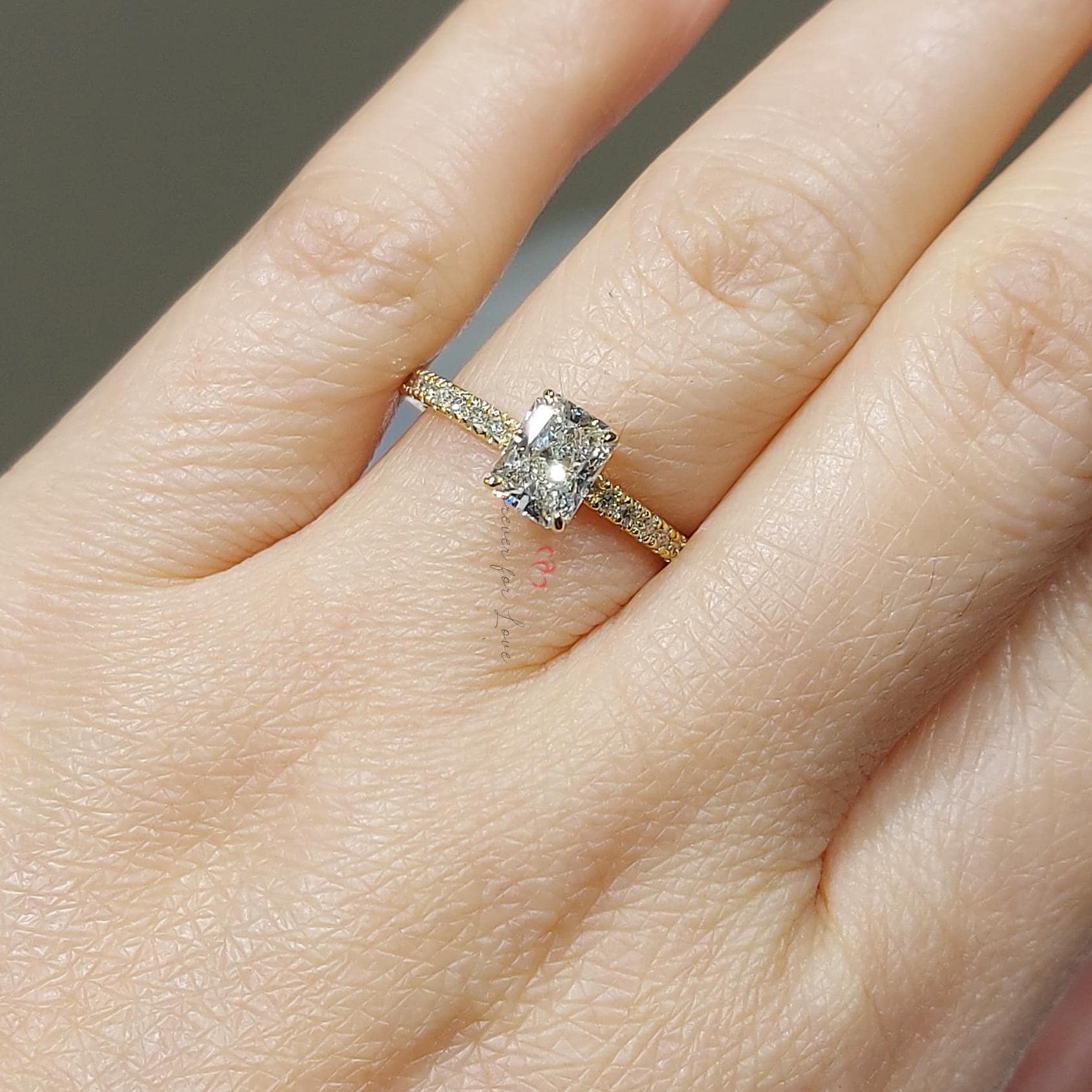 1 Ct IGI Certified Radiant Lab Diamond Hidden Halo Engagement Ring