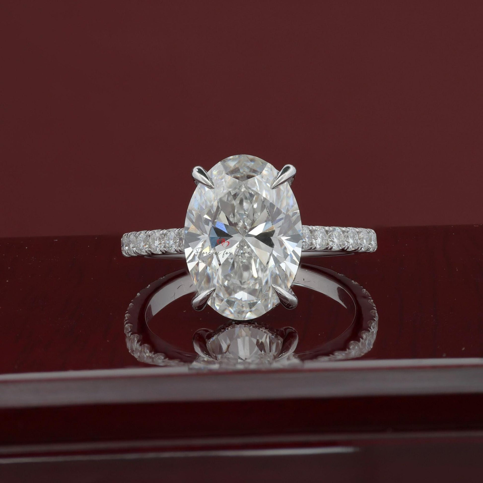 4 Ct Oval Lab Diamond Engagement Ring