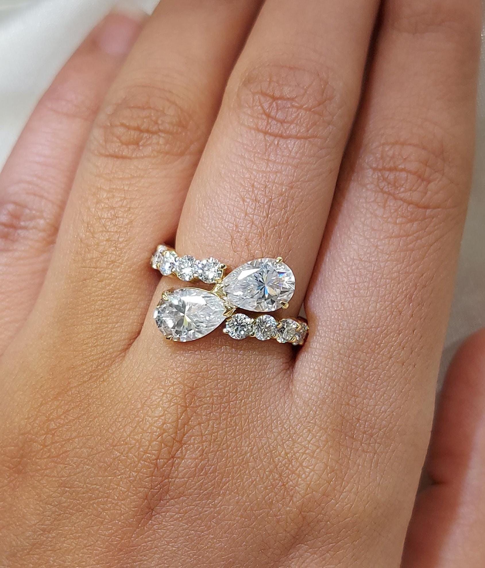 3.6 Ct IGI Certified Pear Lab Diamond Engagement Ring