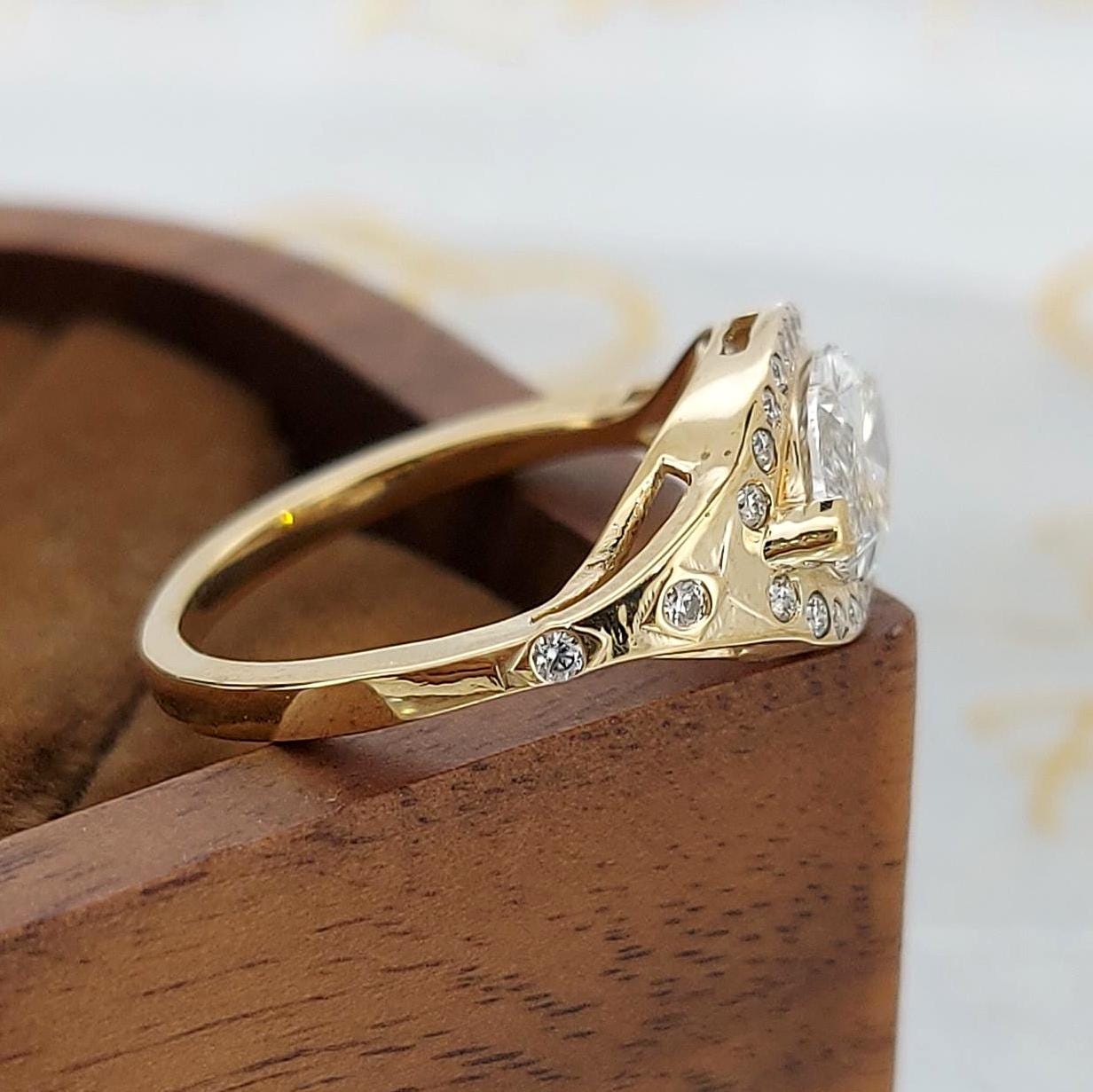 1.4 Ct Marquise Lab Diamond Engagement Ring