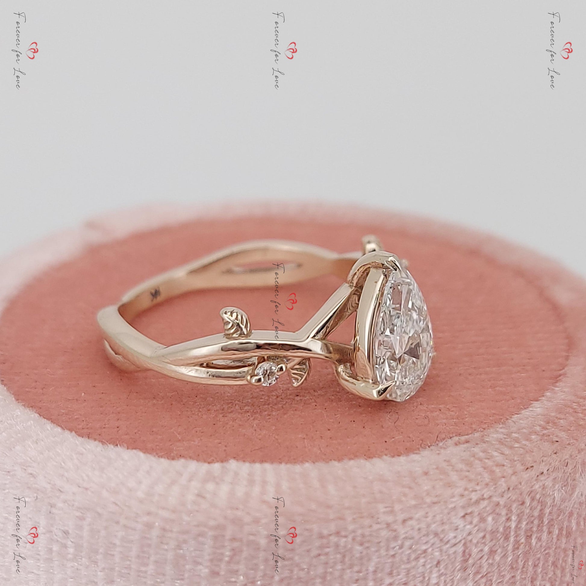 3 Ct IGI Certified Pear Lab Diamond Engagement Ring
