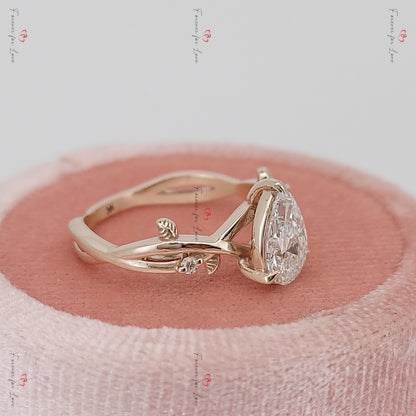 3 Ct IGI Certified Pear Lab Diamond Engagement Ring