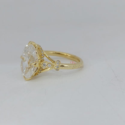 4 Ct Oval Diamond, Moissanite Hidden Halo Engagement Ring