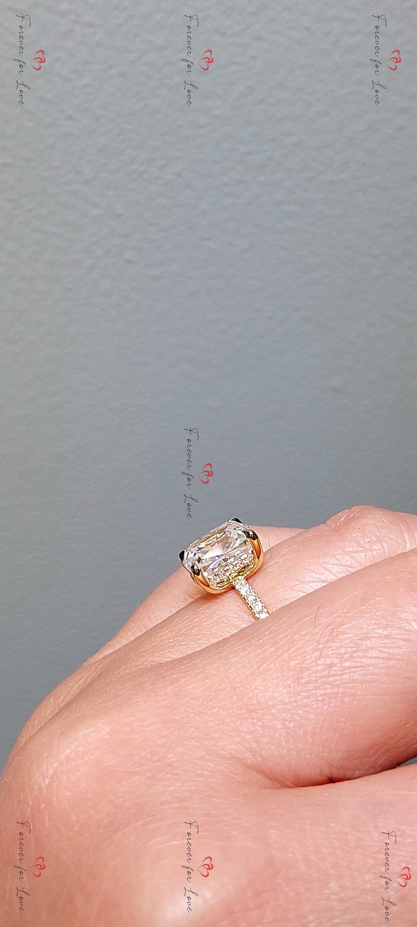 3 Ct Cushion Moissanite Engagement Ring