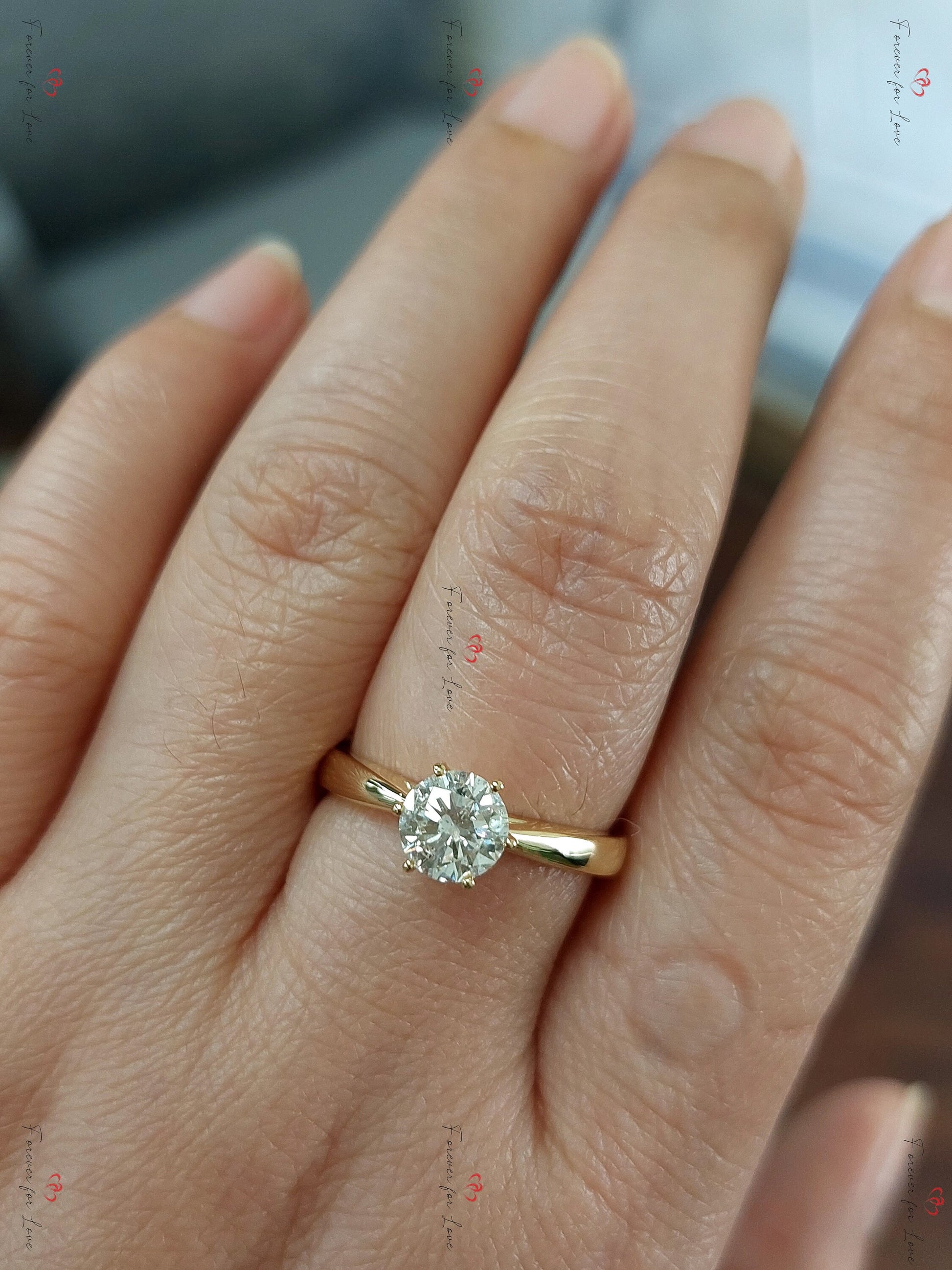 1 Ct Round Natural Diamond Solitaire Engagement Ring