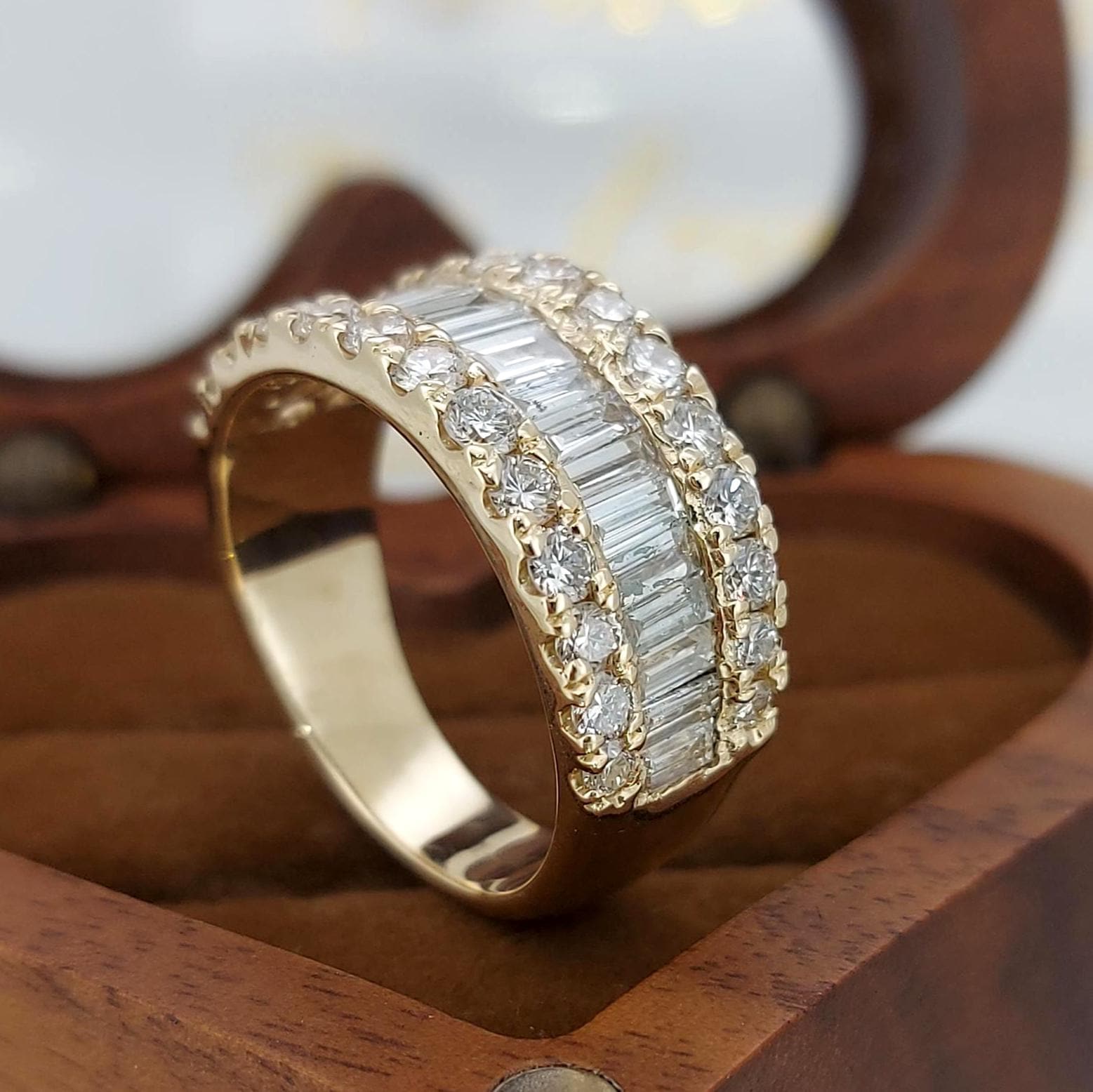 Baguette Lab Diamond Half Eternity Band