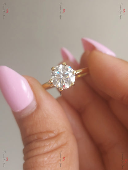 2 Ct Round Moissanite Solitaire Engagement Ring