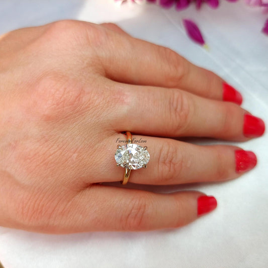 3 Ct IGI Certified Oval Lab Diamond Solitaire Engagement Ring