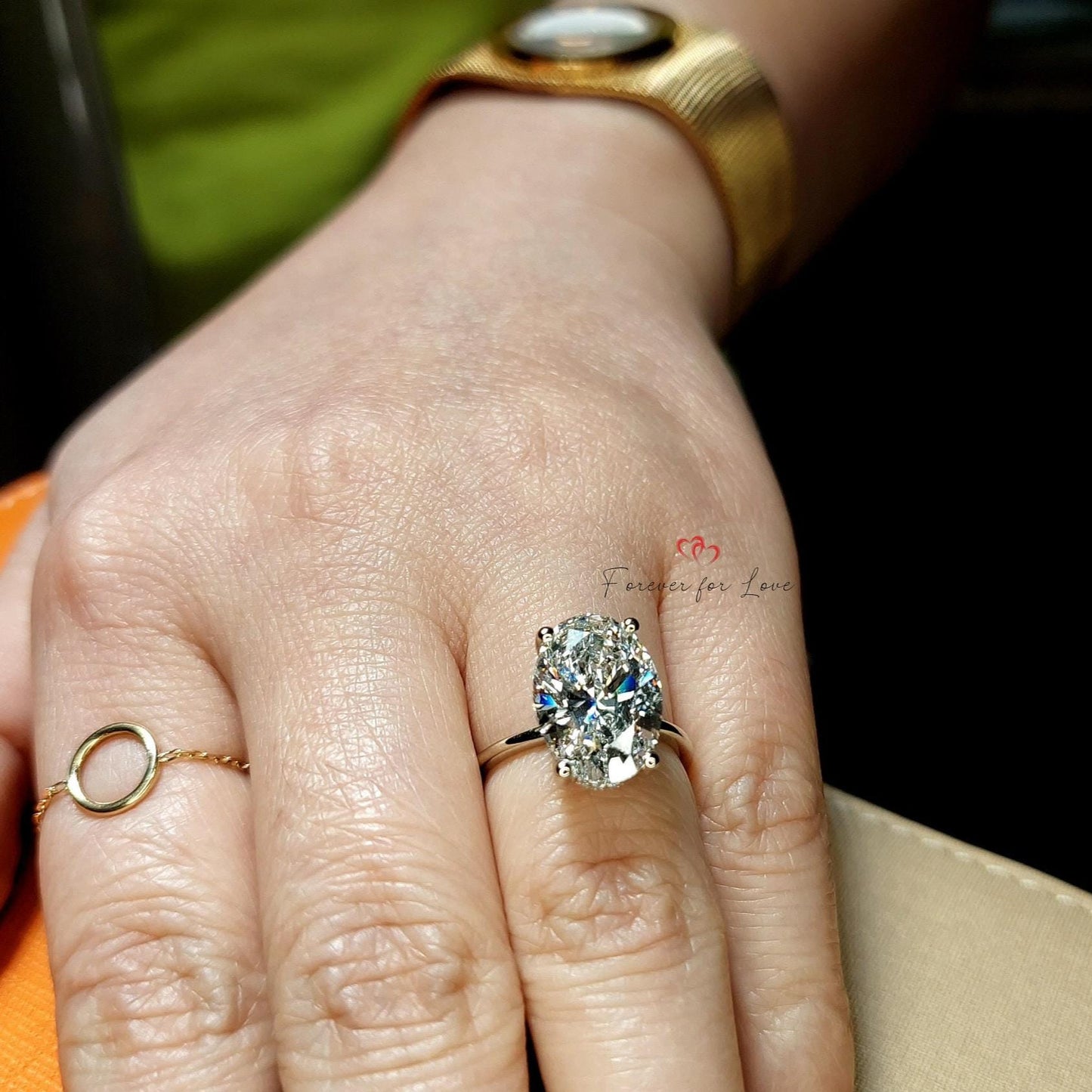 5.28 Ct Oval Lab Diamond Engagement Ring Oval cut 1Ct Moissanite Brilliant Cut engagement ring in 935 Argentium Silver — custom handcrafted by Forever For Love