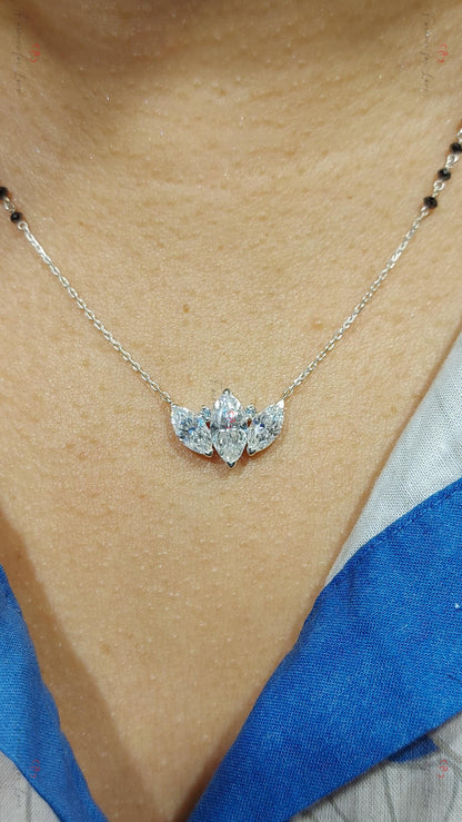 Mangalsutra en Moissanite et perles noires, collier chaîne en or, bijoux perlés faits à la main, collier de mariage véritable diamant, cadeau pour elle.