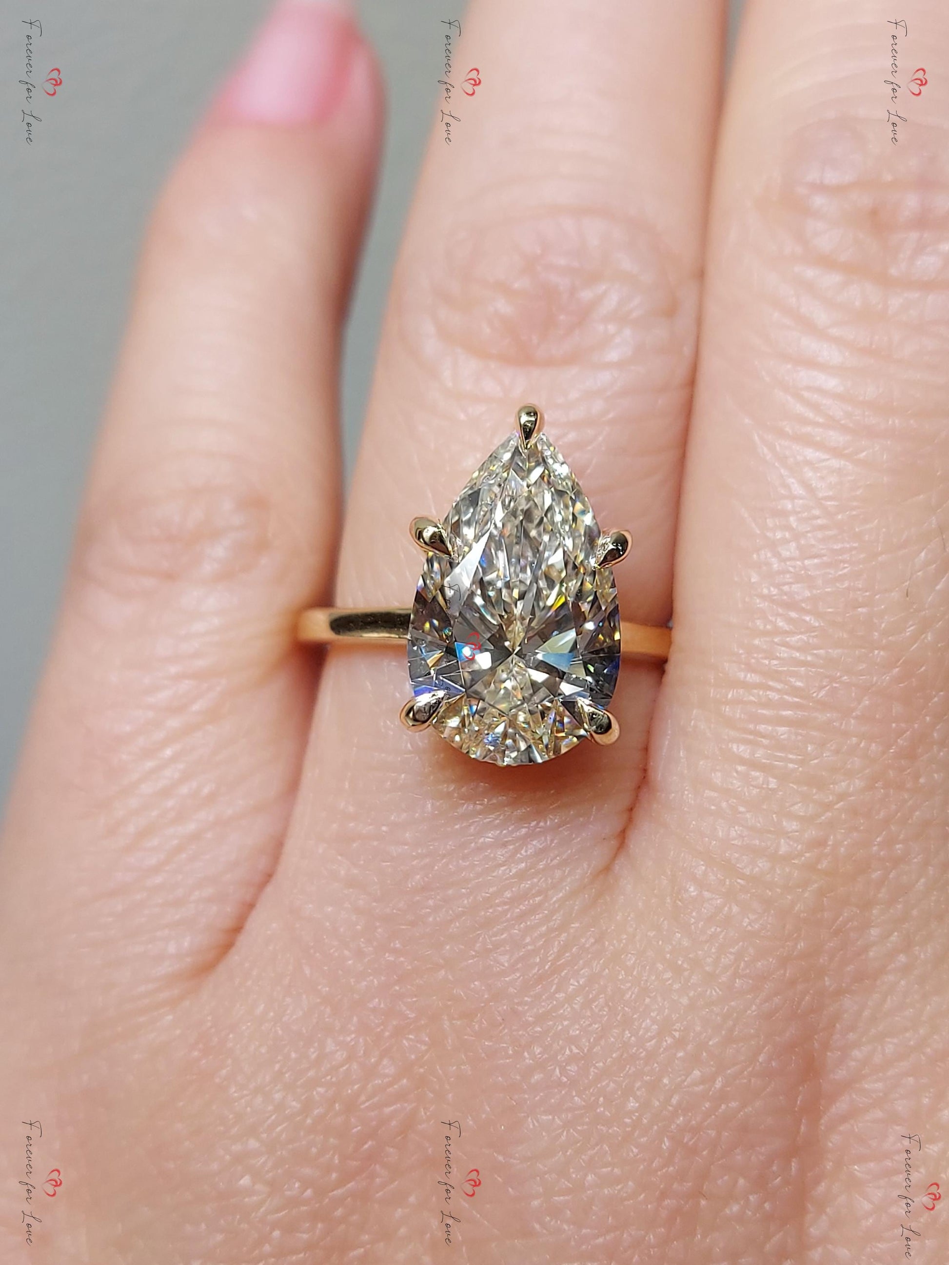 5 Ct Pear Lab Diamond Solitaire Engagement Ring
