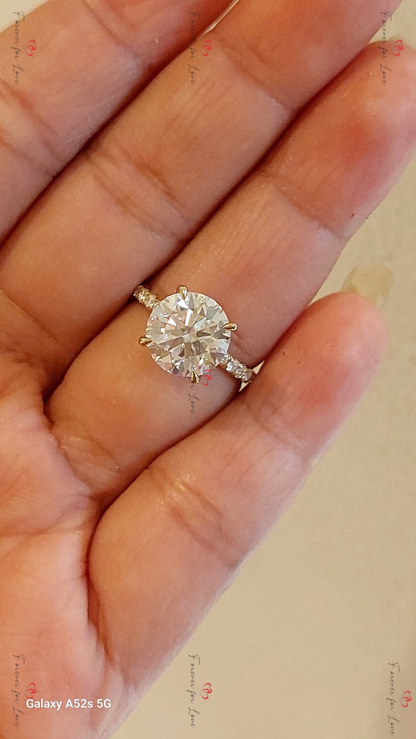 3 Ct Round Lab Diamond Hidden Halo Engagement Ring