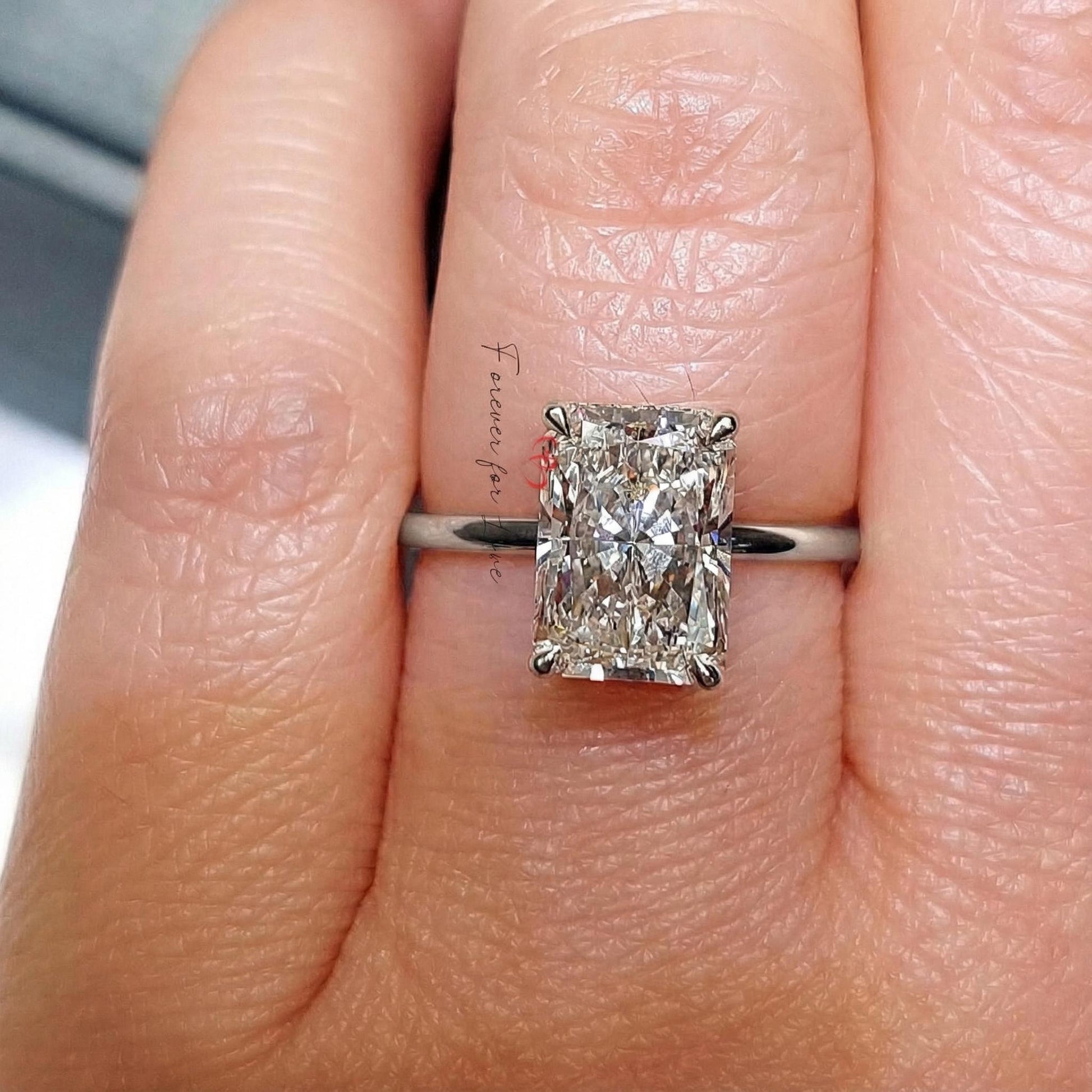 5 Ct IGI Certified Radiant Lab Diamond Hidden Halo Engagement Ring
