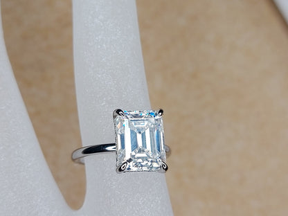 4 Ct Emerald Diamond, Moissanite, Emerald Solitaire Engagement Ring
