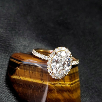 2.5 Ct IGI Certified Oval Lab Diamond Halo Engagement Ring