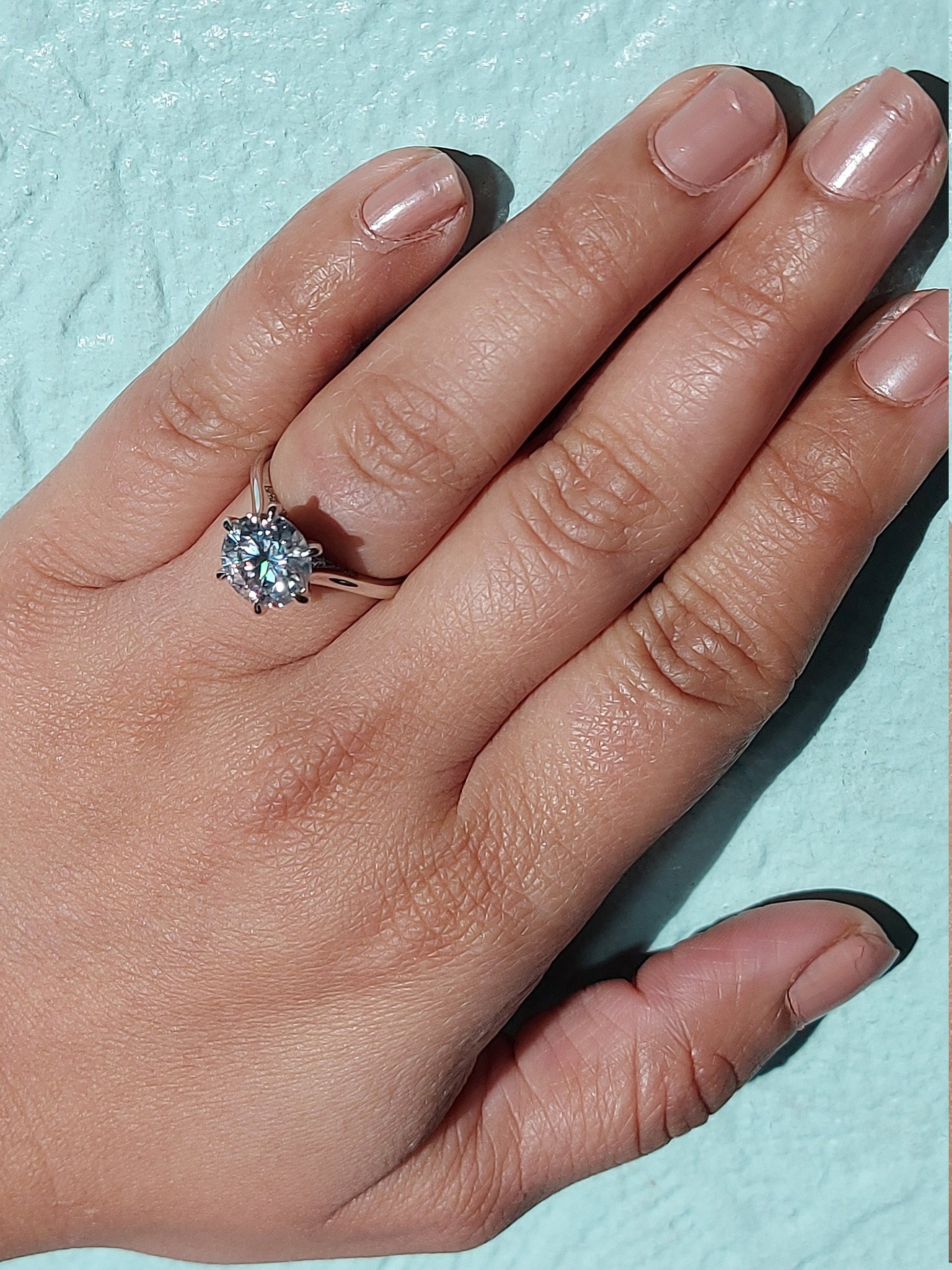 3 Ct Round Diamond, Moissanite Engagement Ring