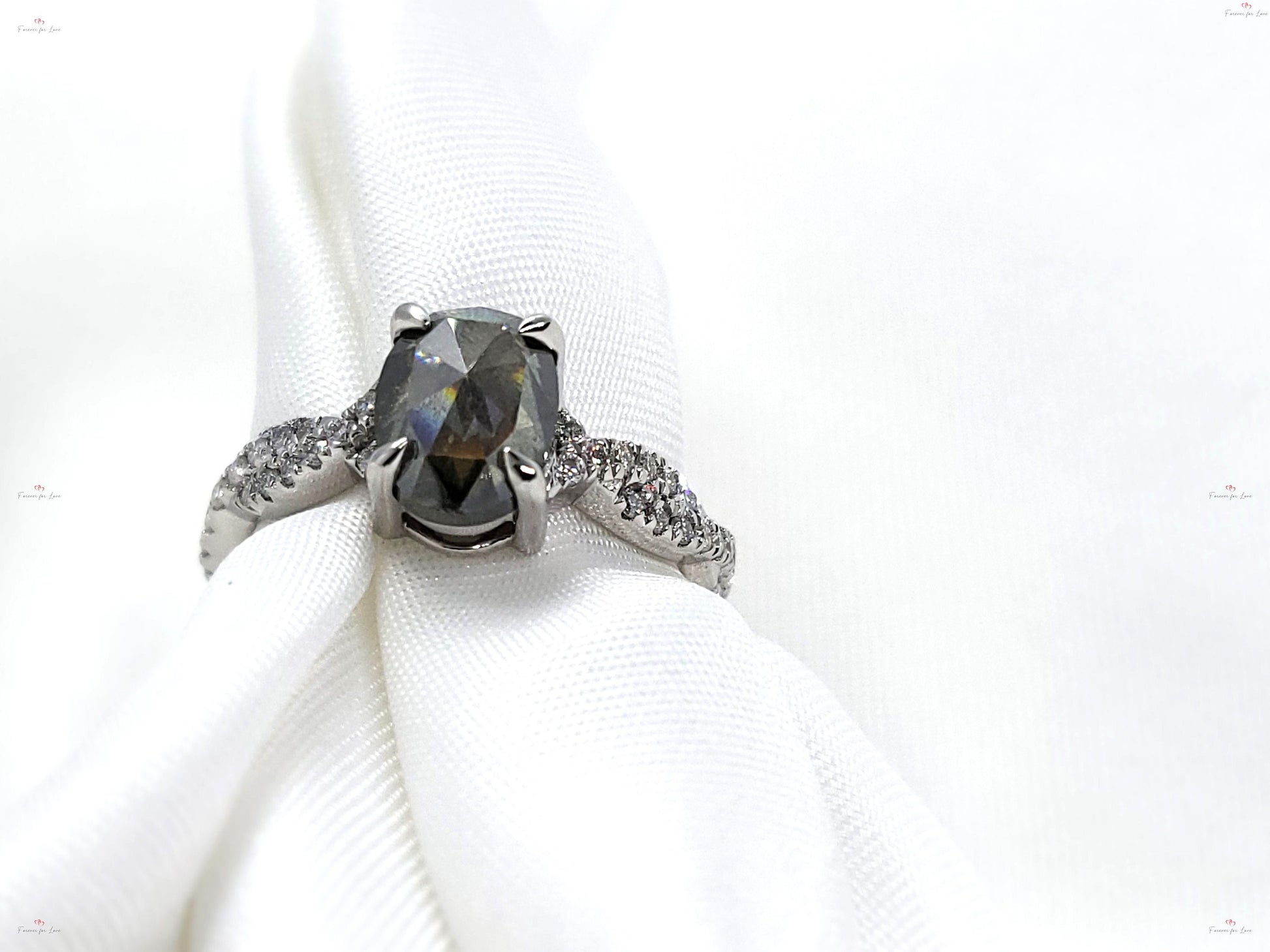 Oval Natural Diamond Solitaire Engagement Ring