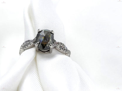 Oval Natural Diamond Solitaire Engagement Ring