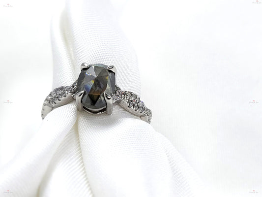 Oval Natural Diamond Solitaire Engagement Ring