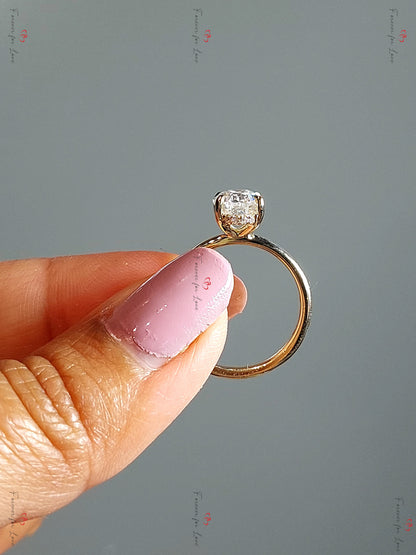 Oval Moissanite Hidden Halo Engagement Ring