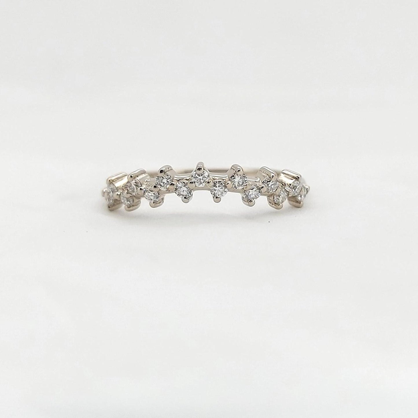 0.20 Ct Round Lab Diamond Stacking Ring Round cut Moissanite Brilliant Cut engagement ring in 935 Argentium Silver — custom handcrafted by Forever For Love