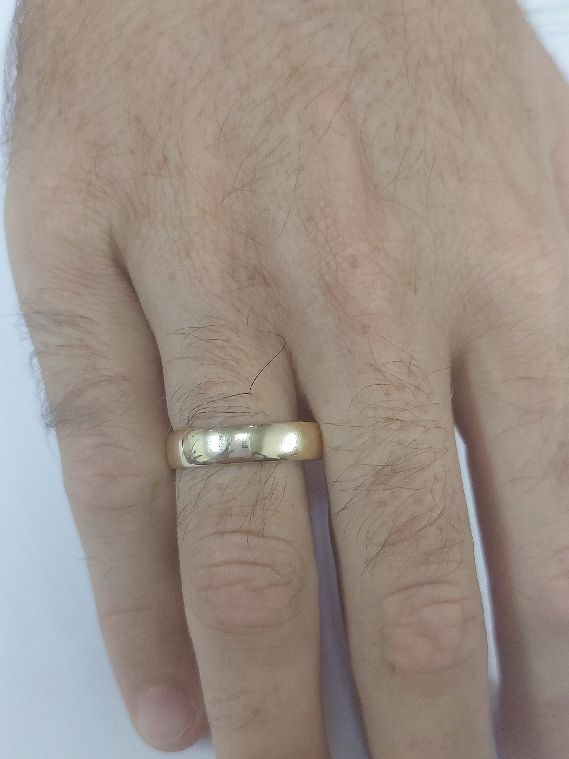His and Hers Matching Wedding Ring, Plain Engagement Band, Marquise Matching Band Couple Diamond Promise Ring Set Yellow Gold Men's Band
