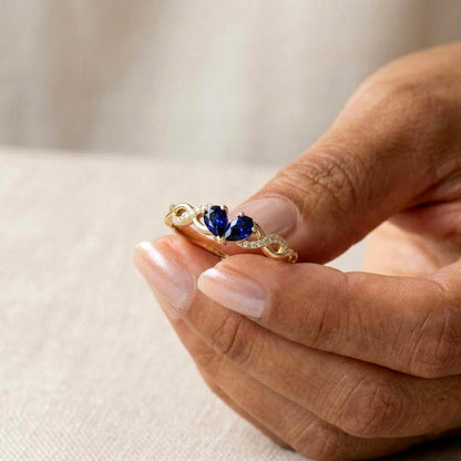 Pear Blue Sapphire Engagement Ring