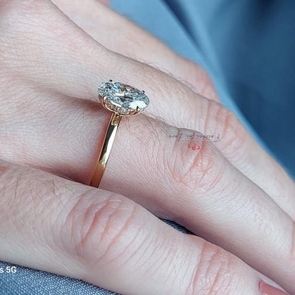 1.5 Ct IGI Certified Oval Lab Diamond Hidden Halo Engagement Ring