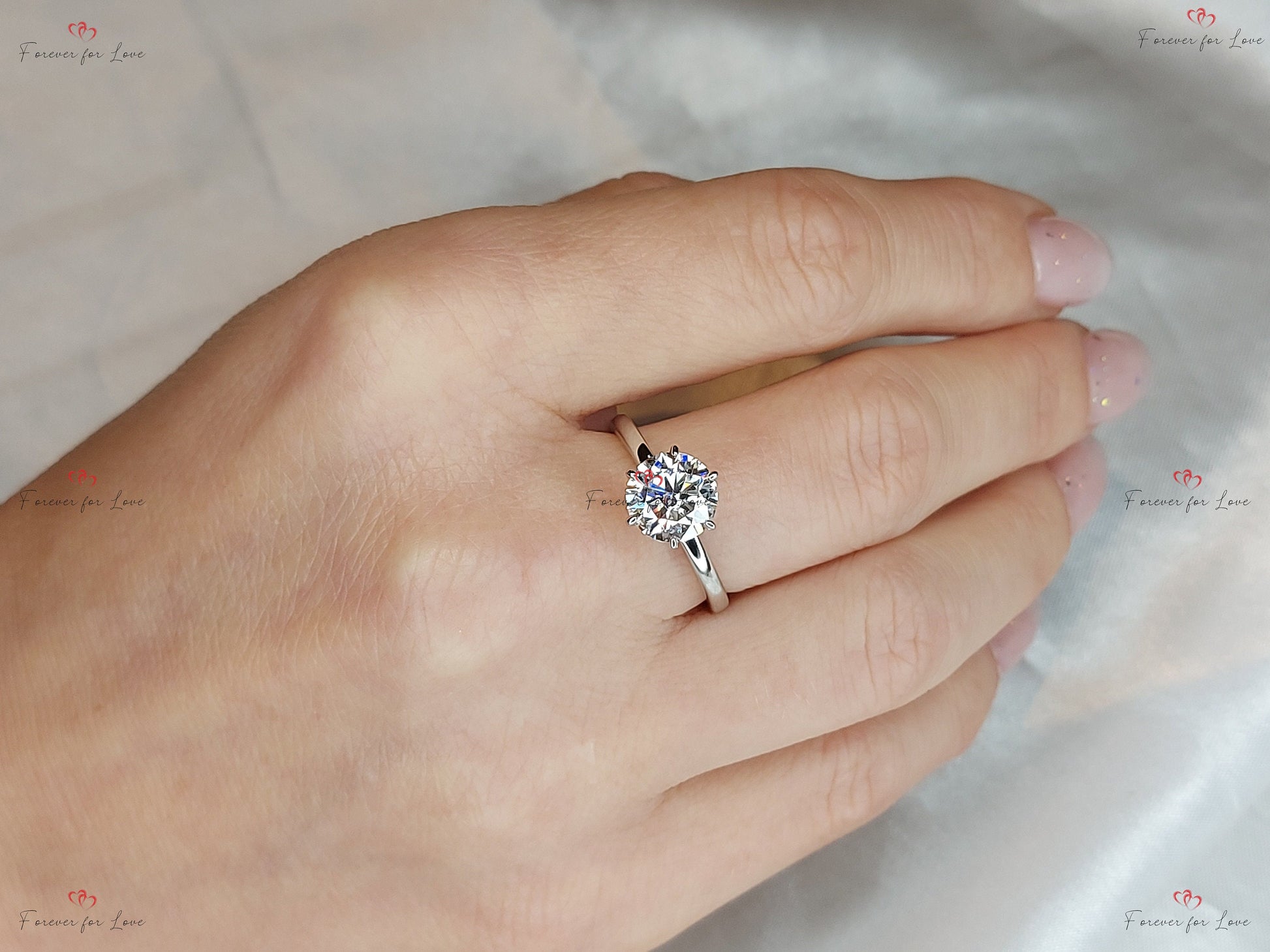 2 Ct Round Lab Diamond Solitaire Engagement Ring