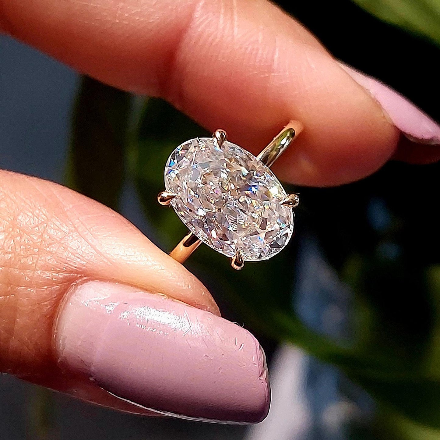 4 Ct Oval Diamond, Moissanite Halo Engagement Ring Oval cut 1Ct Moissanite Brilliant Cut engagement ring in 935 Argentium Silver — custom handcrafted by Forever For Love