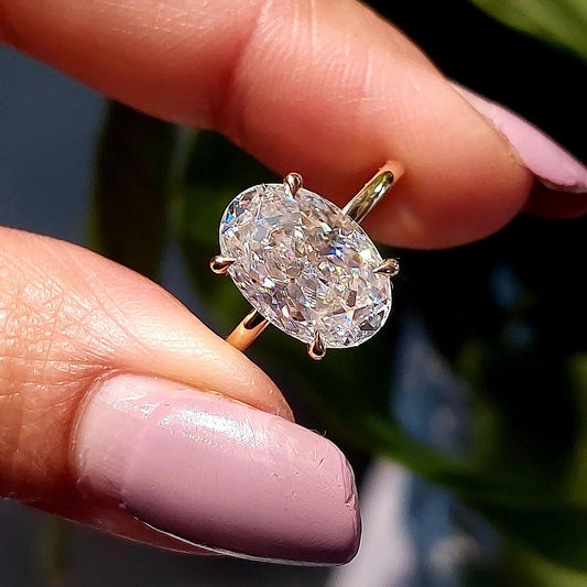 4 Ct Oval Diamond, Moissanite Halo Engagement Ring