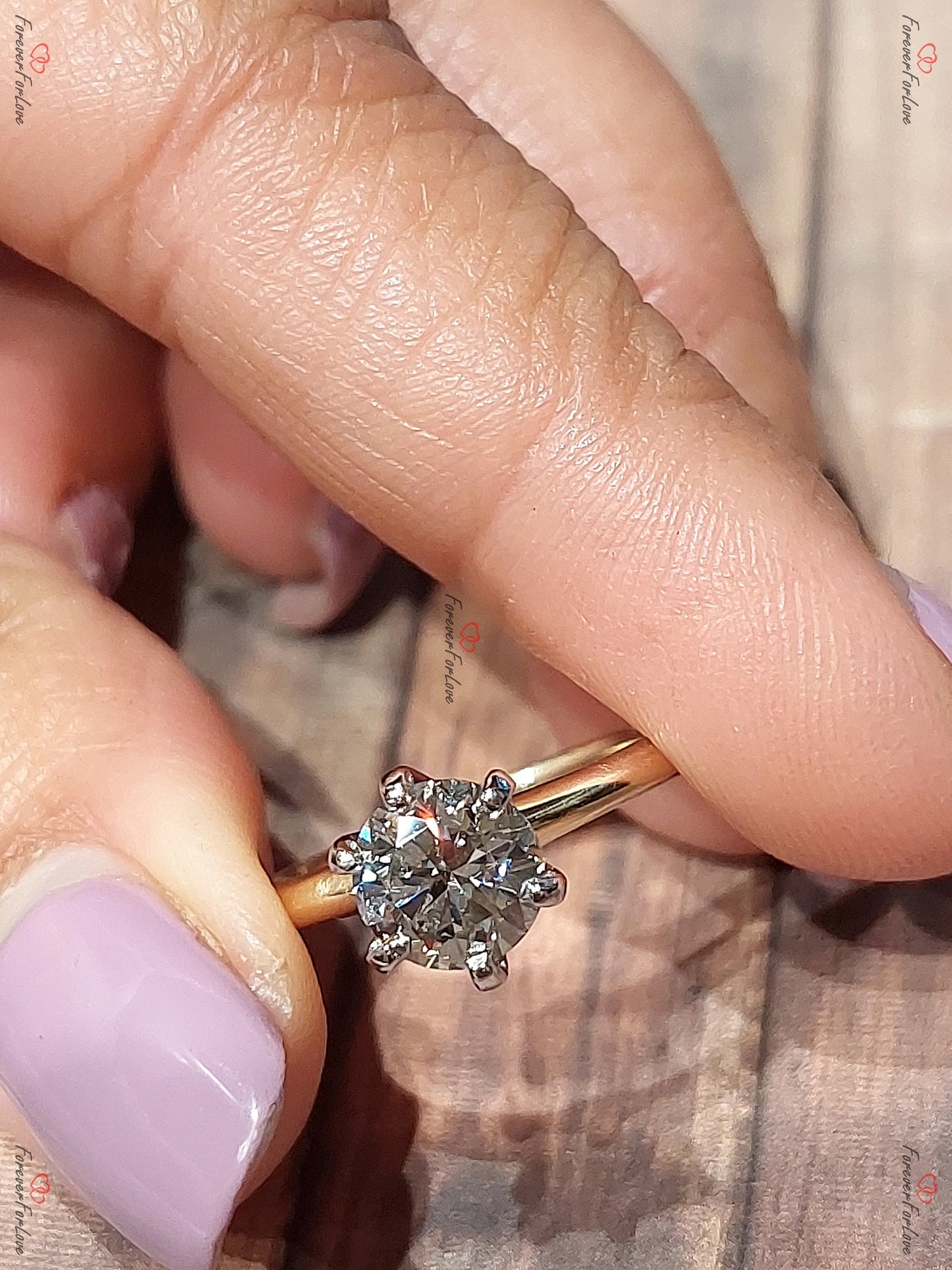 1 Ct IGI Certified Round Lab Diamond Engagement Ring Round cut 1Ct Moissanite Brilliant Cut engagement ring in 935 Argentium Silver — custom handcrafted by Forever For Love