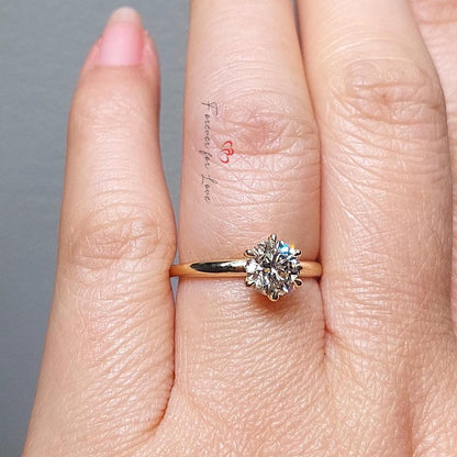 0.9 Ct Round Natural Diamond Solitaire Engagement Ring