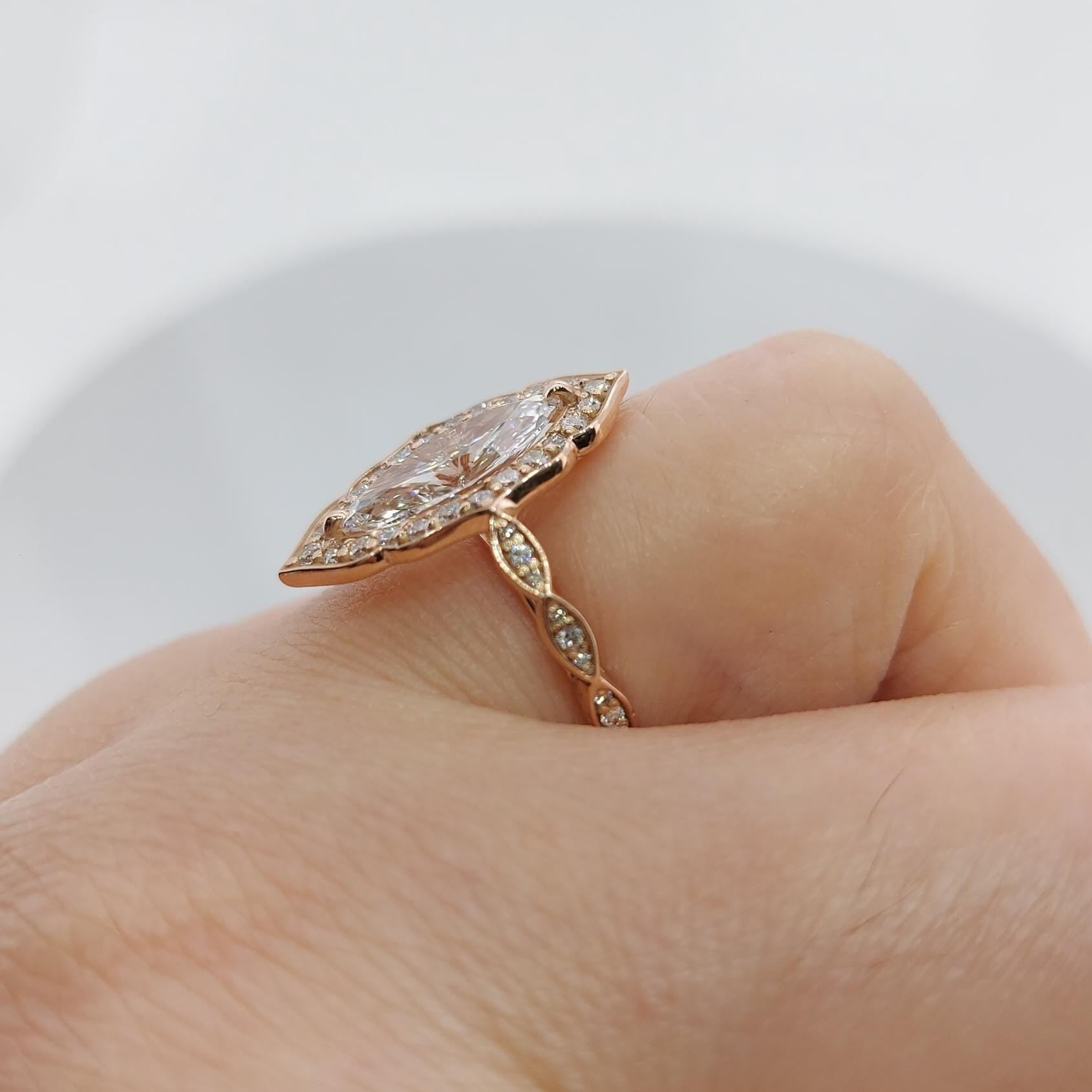 3 Ct IGI Certified Marquise Lab Diamond Engagement Ring