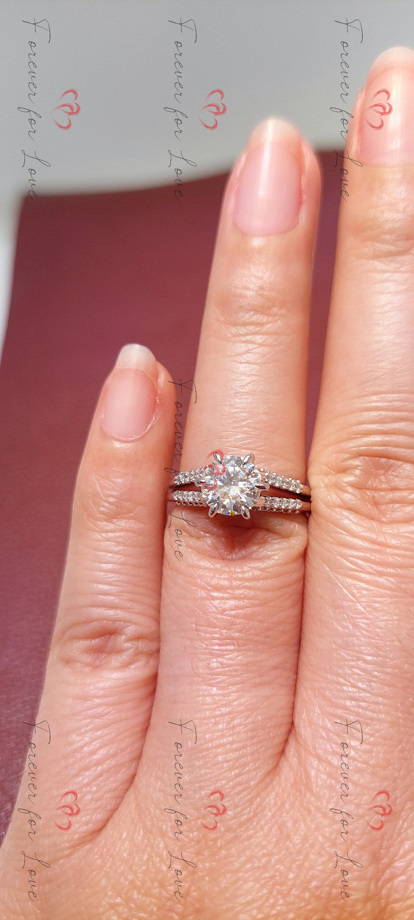 1 Ct Round Natural Diamond Solitaire Engagement Ring Round cut 1Ct Moissanite Brilliant Cut engagement ring in 935 Argentium Silver — custom handcrafted by Forever For Love