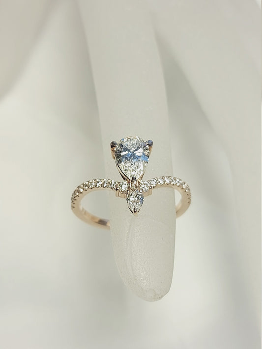 8 Ct IGI Certified Pear Lab Diamond Engagement Ring