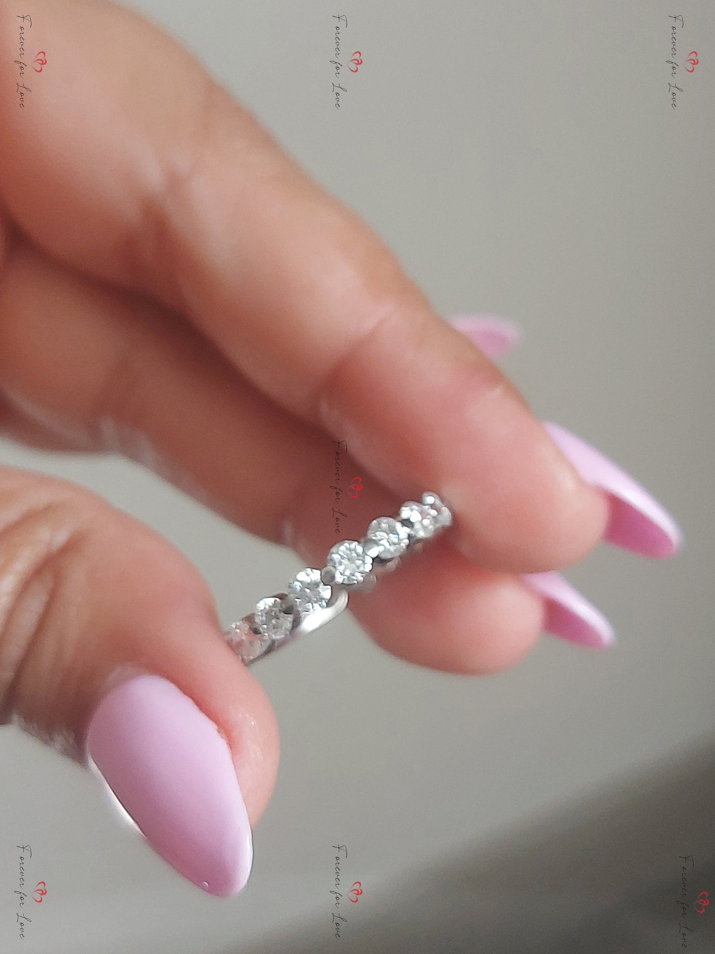 Round Lab Grown Diamond Wedding Band, 3 MM Round Lab Created Band, Matching Band, Floating Bubble Band, Solid Gold Unique Ring Enhancer. Round cut Moissanite Brilliant Cut engagement ring in 935 Argentium Silver — custom handcrafted by Forever For Love