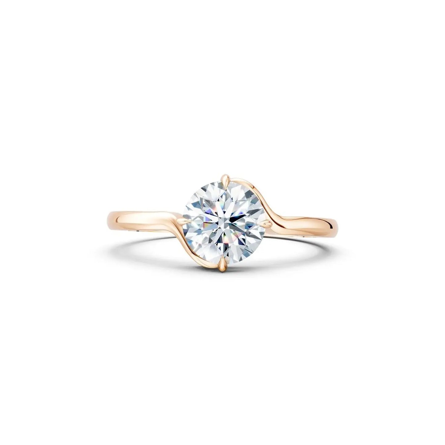 Bypass Solitaire Round Diamond Engagement Ring - Round