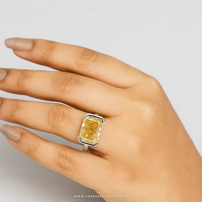 Lab Grown Yellow Cushion Cut Diamond Engagement Ring Forever For Love