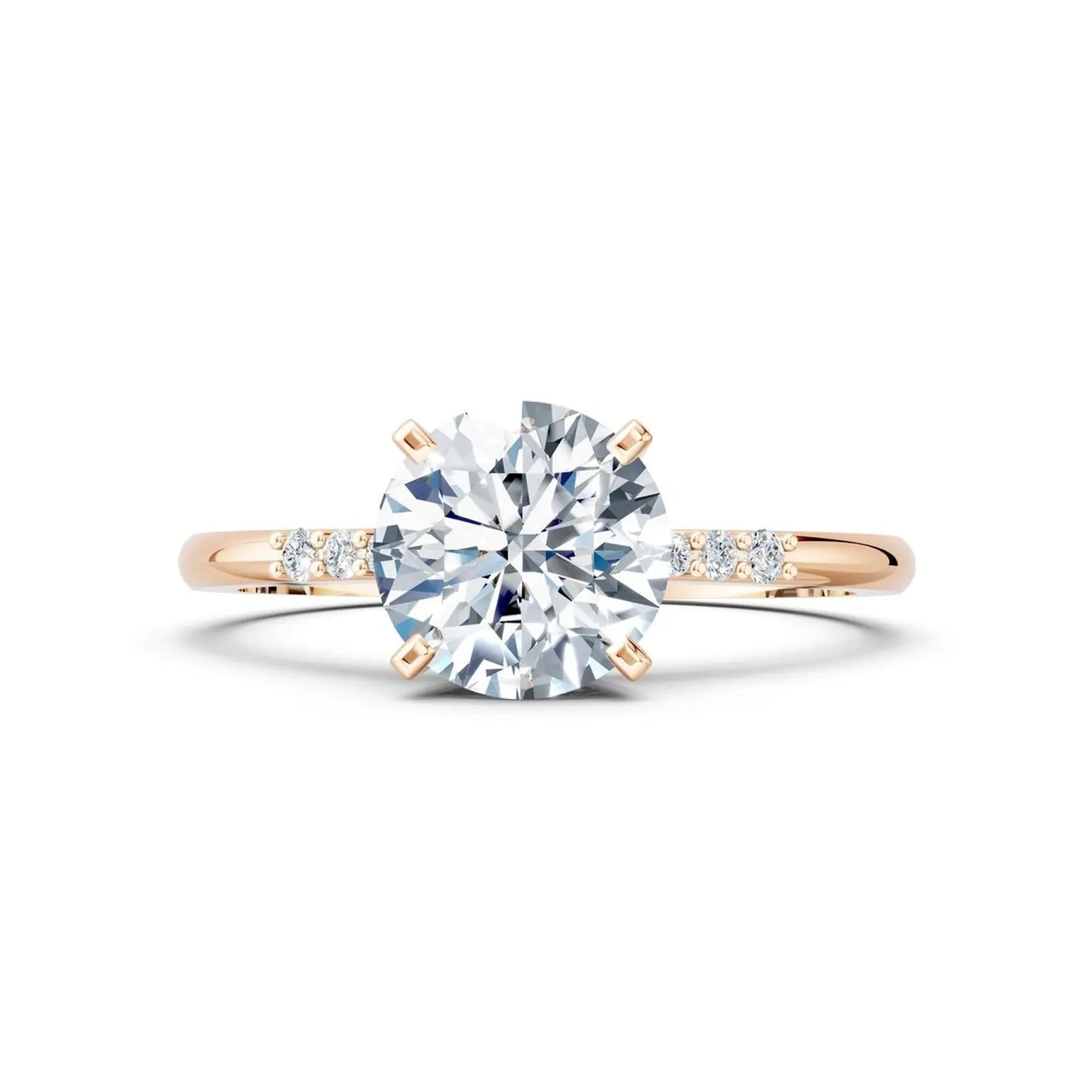 Diamond Accented Round Solitaire Engagement Ring - Round