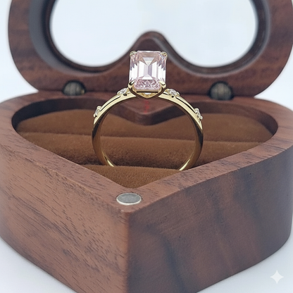 Pink Emerald Cut Lab Created Diamond, Engagement Ring Forever For Love