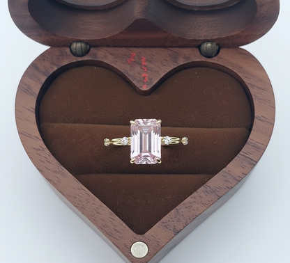 Pink Emerald Cut Lab Created Diamond, Engagement Ring Forever For Love