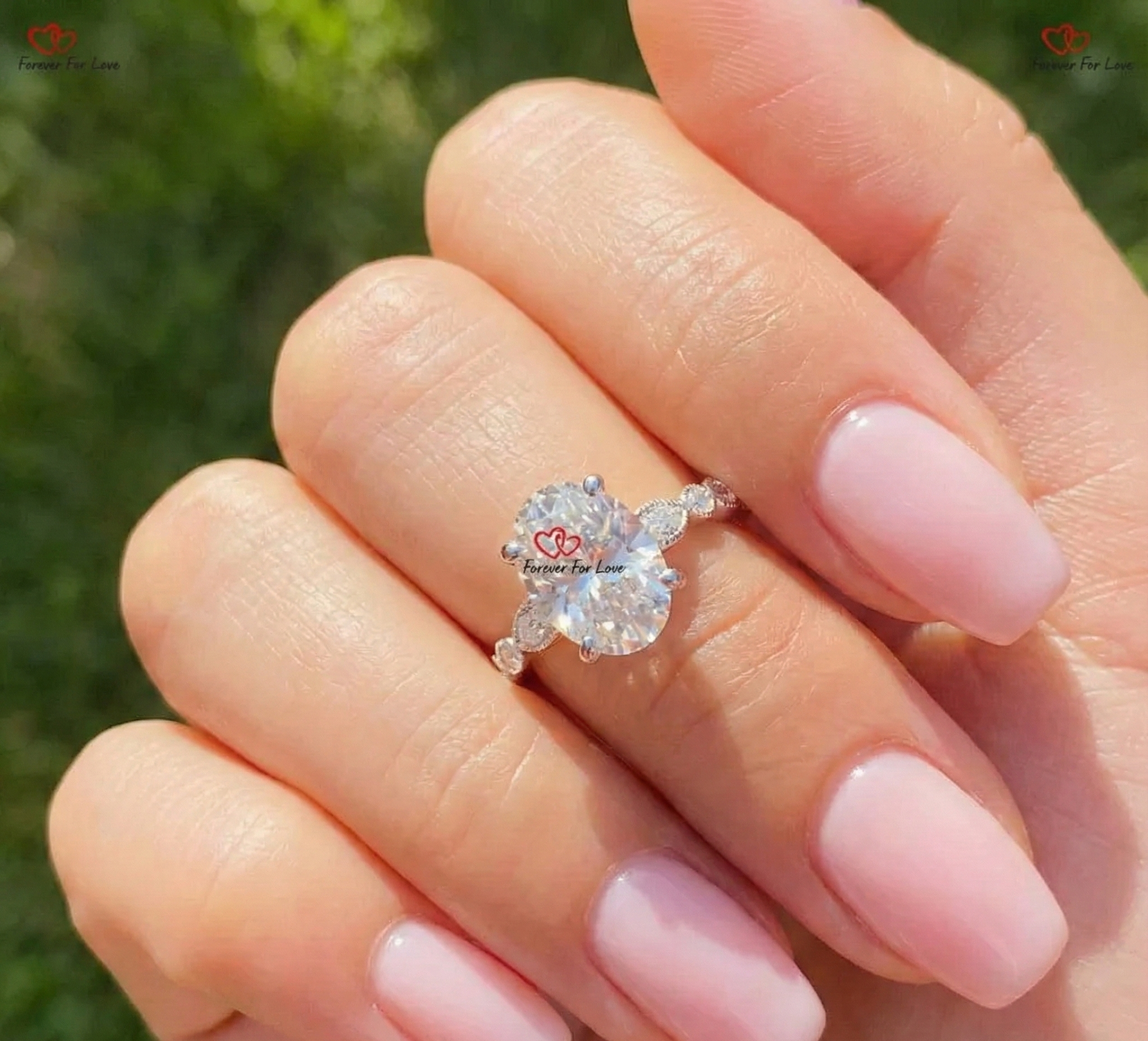 Eternal Elegance: Solid Gold  Oval Moissanite Engagement Ring Forever For Love