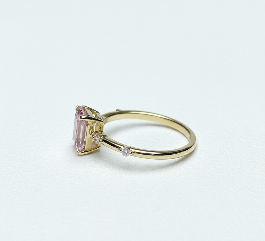 10 carat F Color VS1 Clarity IGI Certified Elongated Pink Radiant Cut Lab Grown Diamond Ring Forever For Love