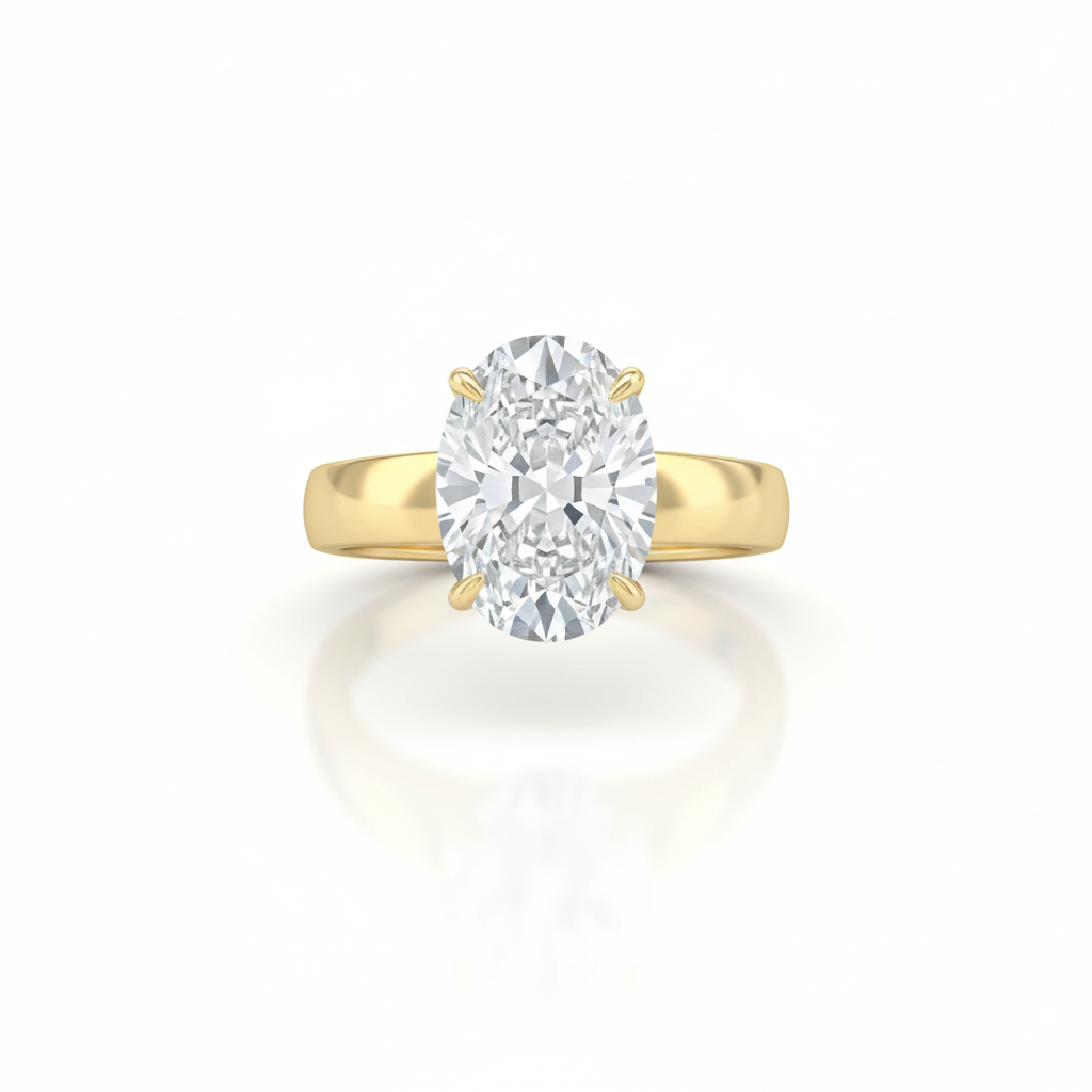 5 Carat Oval Diamond Engagement Ring with Chunky Band Forever For Love