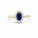 Oval Blue Sapphire Halo Diamond Engagement Ring Forever For Love