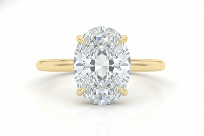 3 Carat Oval Lab Grown Diamond Engagement Ring Solid Yellow Gold Forever For Love