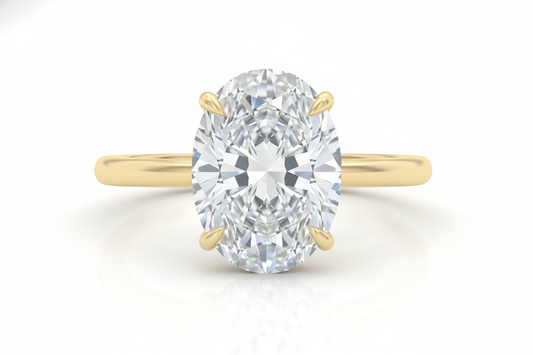 3 Carat Oval Lab Grown Diamond Engagement Ring Solid Yellow Gold Forever For Love