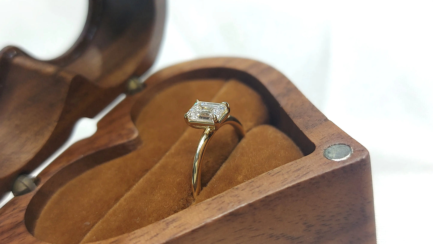 1CT Emerald-Cut Lab-Grown Diamond Engagement Ring - IGI Certified, 14K Solid Gold or Platinum Emerald cut 1Ct Moissanite Brilliant Cut engagement ring in 935 Argentium Silver — custom handcrafted by Forever For Love